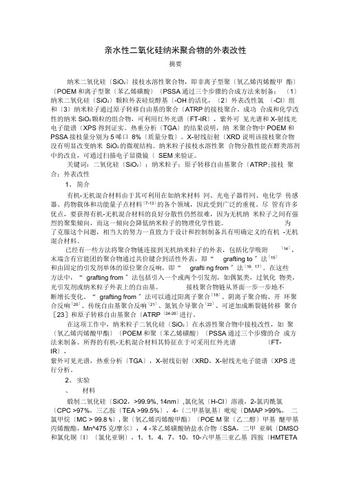 亲水性二氧化硅纳米聚合物的表面改性