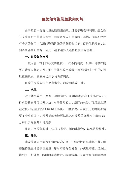 鱼胶如何泡发 鱼胶如何炖