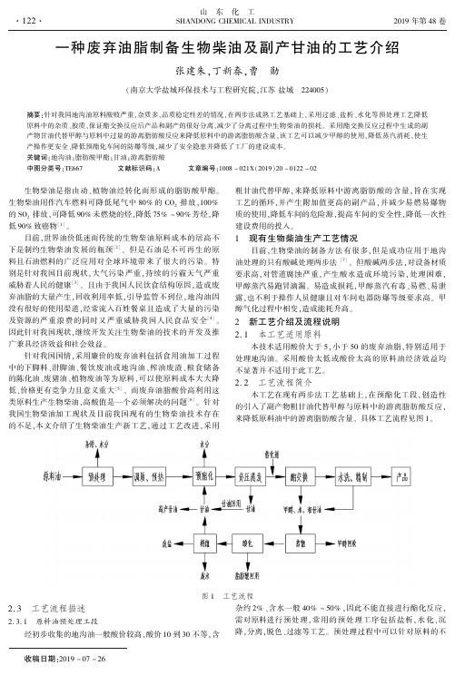 一种废弃油脂制备生物柴油及副产甘油的工艺介绍