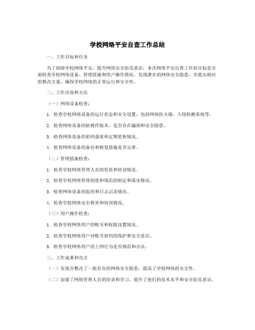 学校网络平安自查工作总结