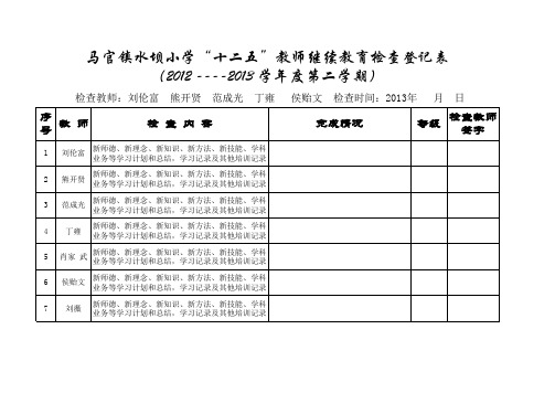 马官镇中心学校继续教育检查登记表