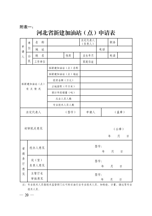 河北新建加油站点申请表-河北商务厅