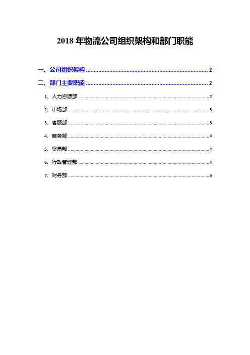 2018年物流公司组织架构和部门职能