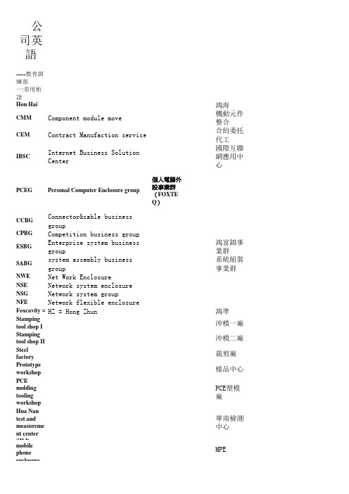 富士康常用英语