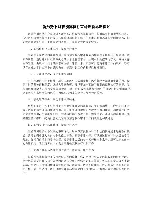 新形势下财政预算执行审计创新思路探讨