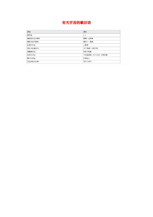 宁波市三小小学语文 常用歇后语分类大全 有关牙齿的歇后语小学语文常用歇后语分类大全有关牙齿的歇后语