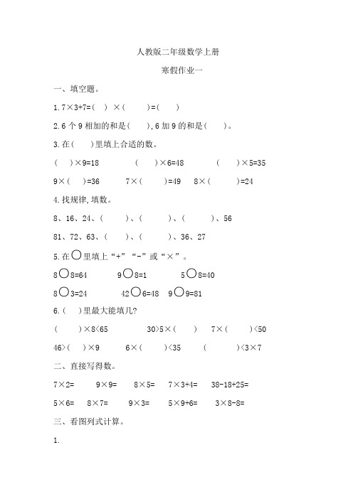 寒假作业(假期作业)二年级上册数学人教版 (6) 