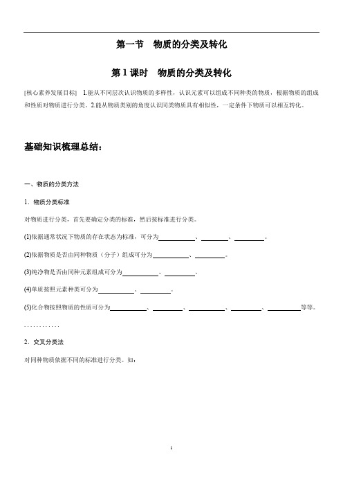 人教版2019必修第1册第一章 第一节 物质的分类与转化