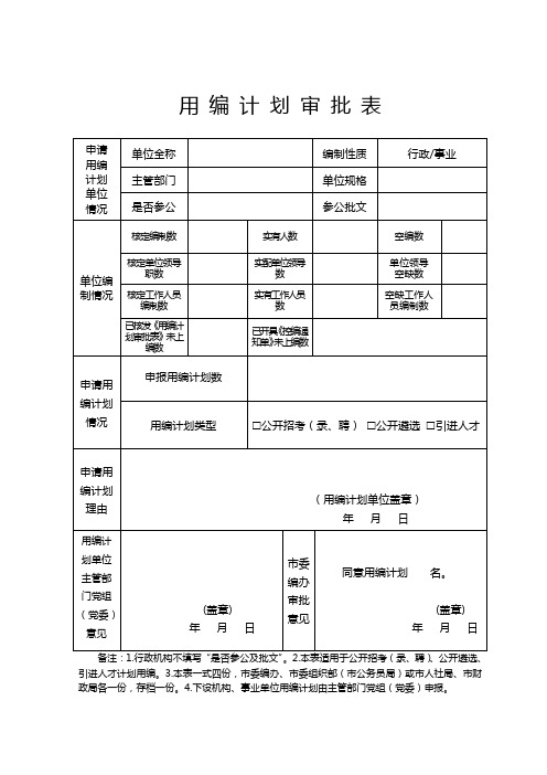 用编计划审批表