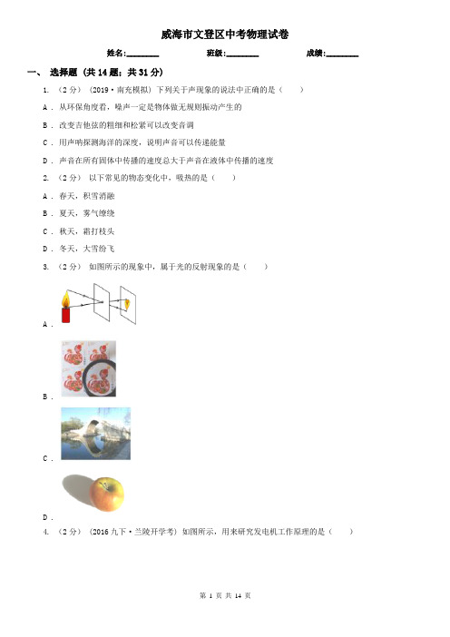 威海市文登区中考物理试卷