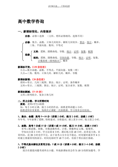 高中数学考试范围