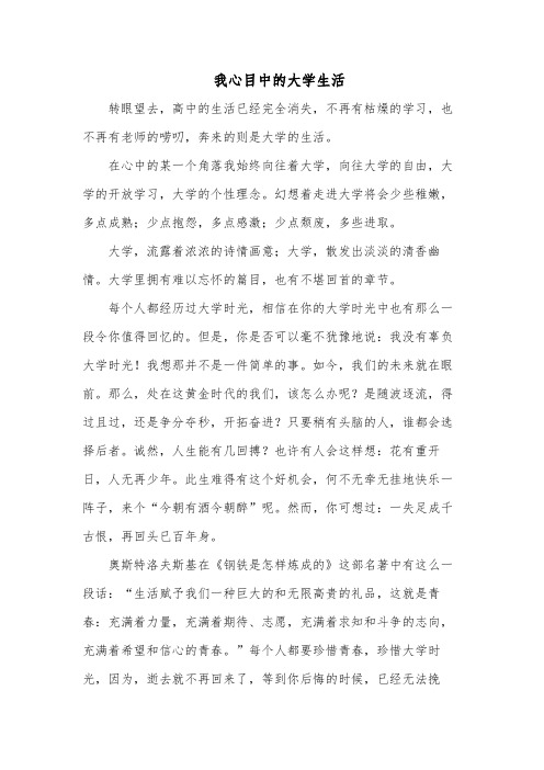 我心目中的大学生活