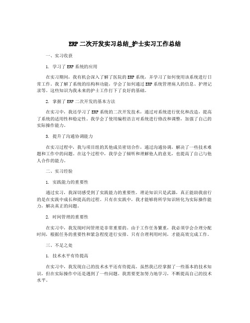 ERP二次开发实习总结_护士实习工作总结