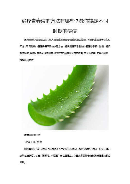 治疗青春痘的方法有哪些?教你搞定不同时期的痘痘