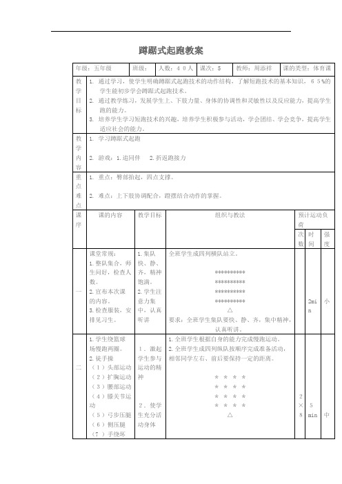 蹲踞式起跑教案