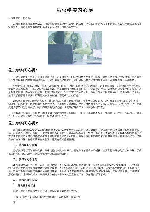 昆虫学实习心得