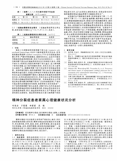 精神分裂症患者家属心理健康状况分析