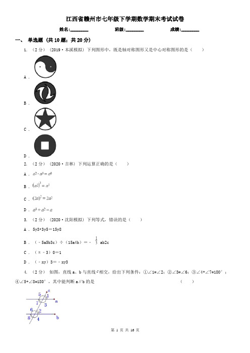 江西省赣州市七年级下学期数学期末考试试卷