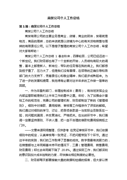 商贸公司个人工作总结