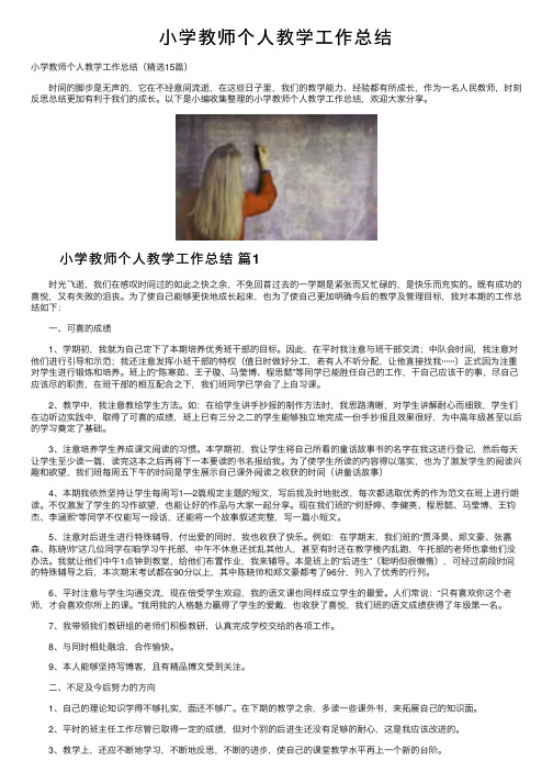 小学教师个人教学工作总结