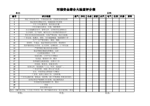 环境安全综合大检查评分表