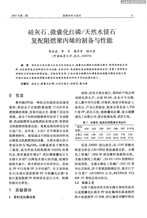 硅灰石、微囊化红磷／天然水镁石复配阻燃聚丙烯的制备与性能