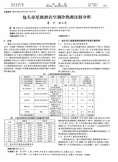 包头市星级酒店空调冷热源比较分析