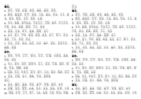 最新二年级下册语文词语表(带拼音)