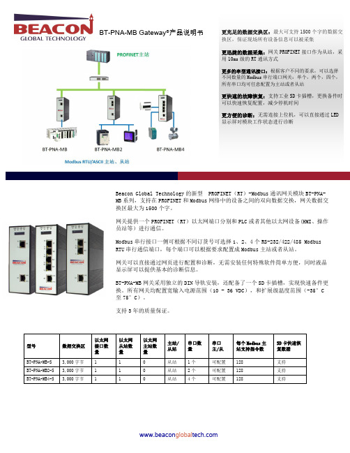 Beacon Global Technology BT-PNA-MB 通讯网关模块产品说明书