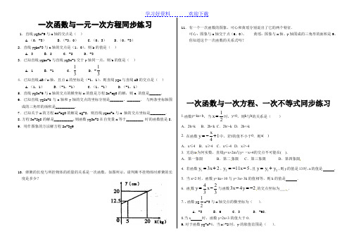 一次函数与一次方程一次不等式同步练习(含答案)