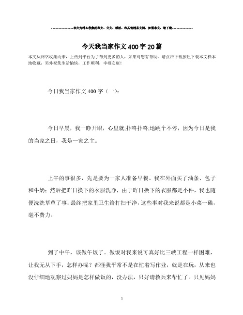 今天我当家作文400字20篇
