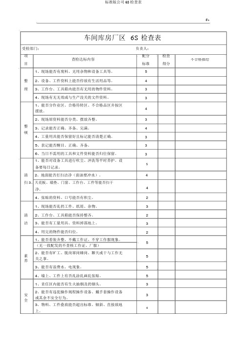 标准版公司6S检查表