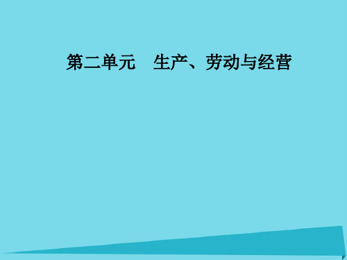 高中政治 第二单元 第五课 第1框 企业的经营课件 新人教版必修1(1)