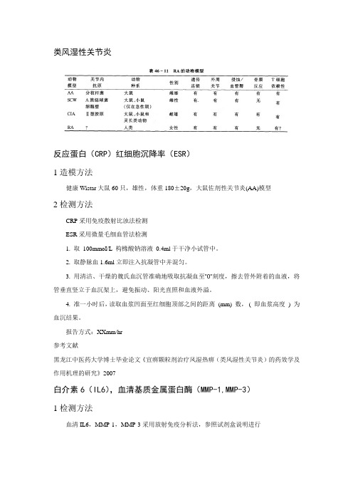 类风湿性关节炎动物实验