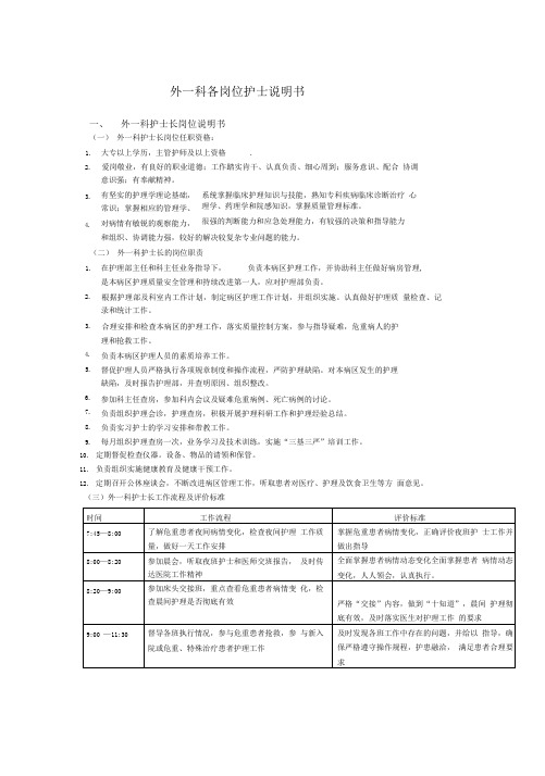 【最新】外一科护士的各班岗位说明书