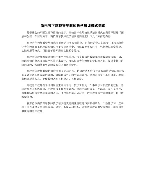 新形势下高校青年教师教学培训模式探索