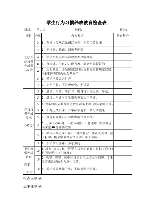 学、五学生检查表