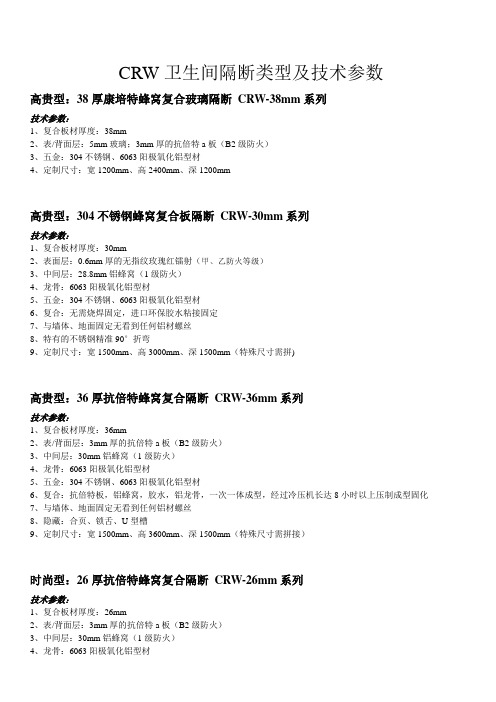 CRW分类以及技术参数