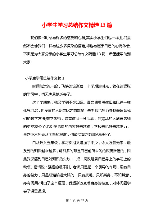 小学生学习总结作文精选13篇