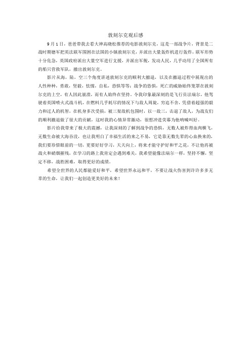 敦刻尔克观后感(陈柏衡)