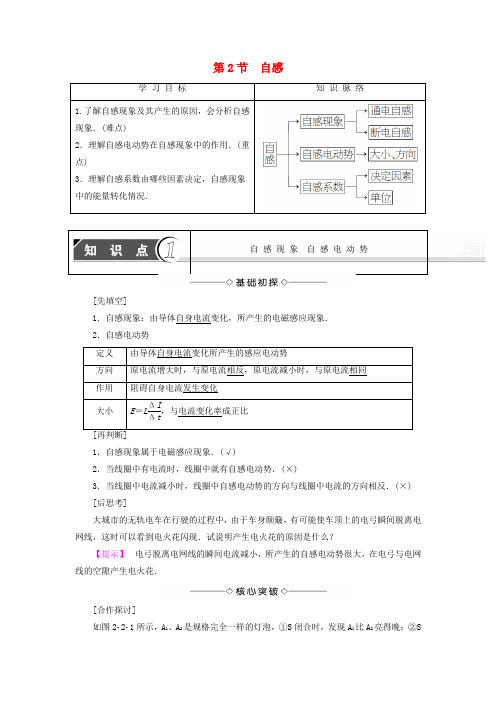 2016_2017学年高中物理第2章楞次定律和自感现象第2节自感教师用书鲁科版