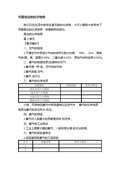 专题身边的化学物质