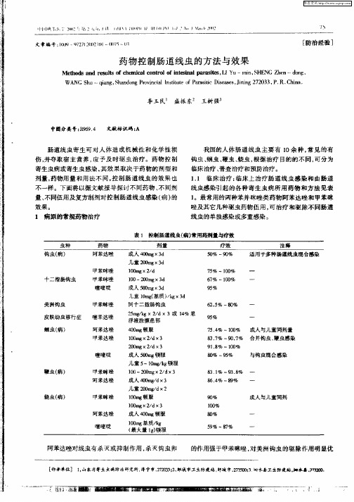 药物控制肠道线虫的方法与效果