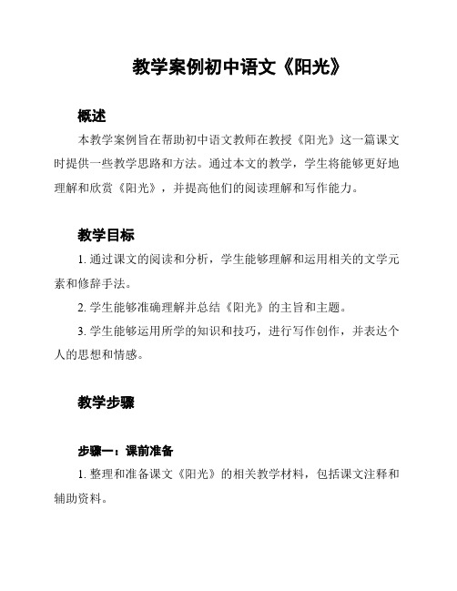 教学案例初中语文《阳光》