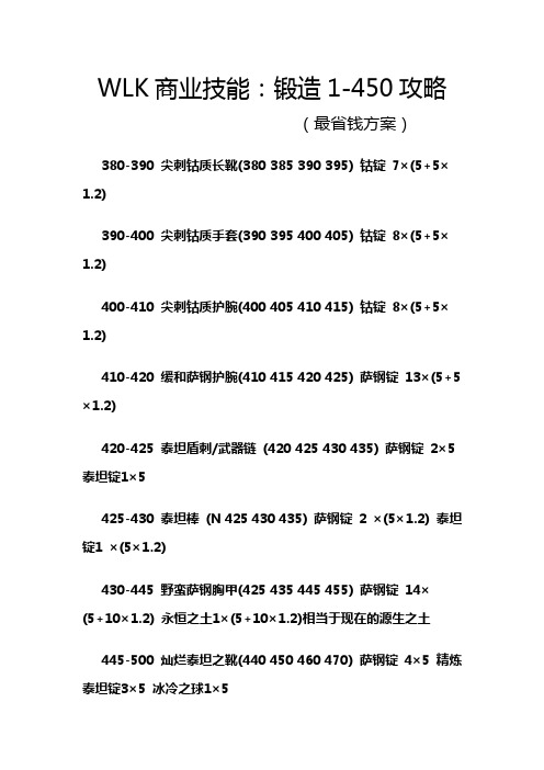 魔兽世界锻造1—450