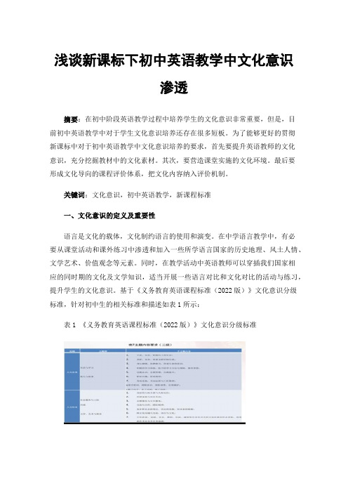 浅谈新课标下初中英语教学中文化意识渗透