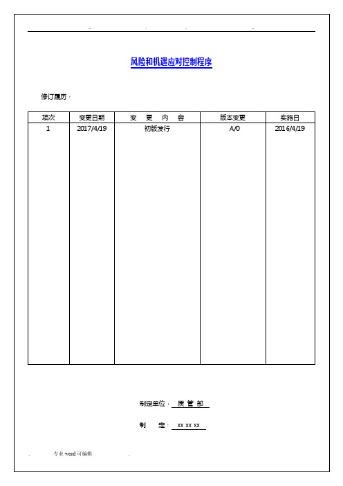 风险和机遇应对控制程序_IATF16949程序文件