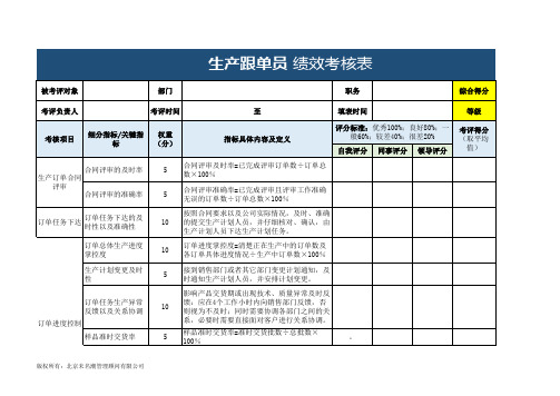 生产跟单员绩效考核表