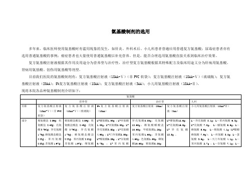 氨基酸制剂的选用