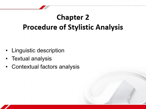 Chapter 2 Procedure of Stylistic Analysis